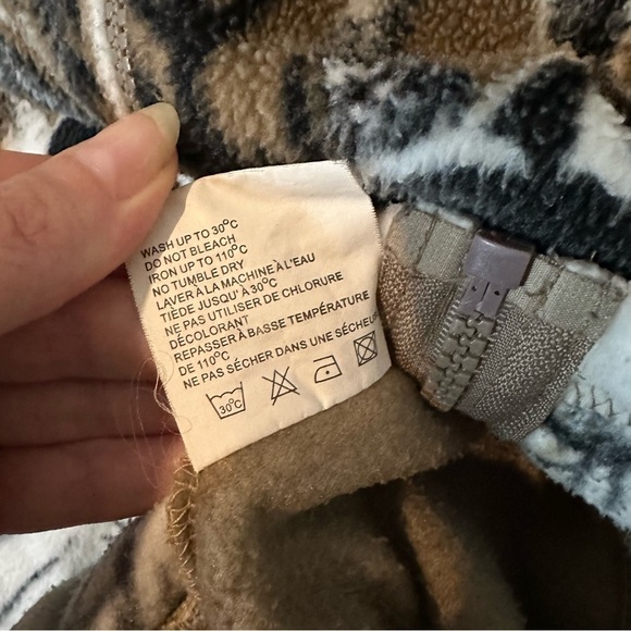 Vintage Women’s Black Wolves Tan Fleece Teddy Zip-Up Jacket Nature Size XL - Picture 13 of 13